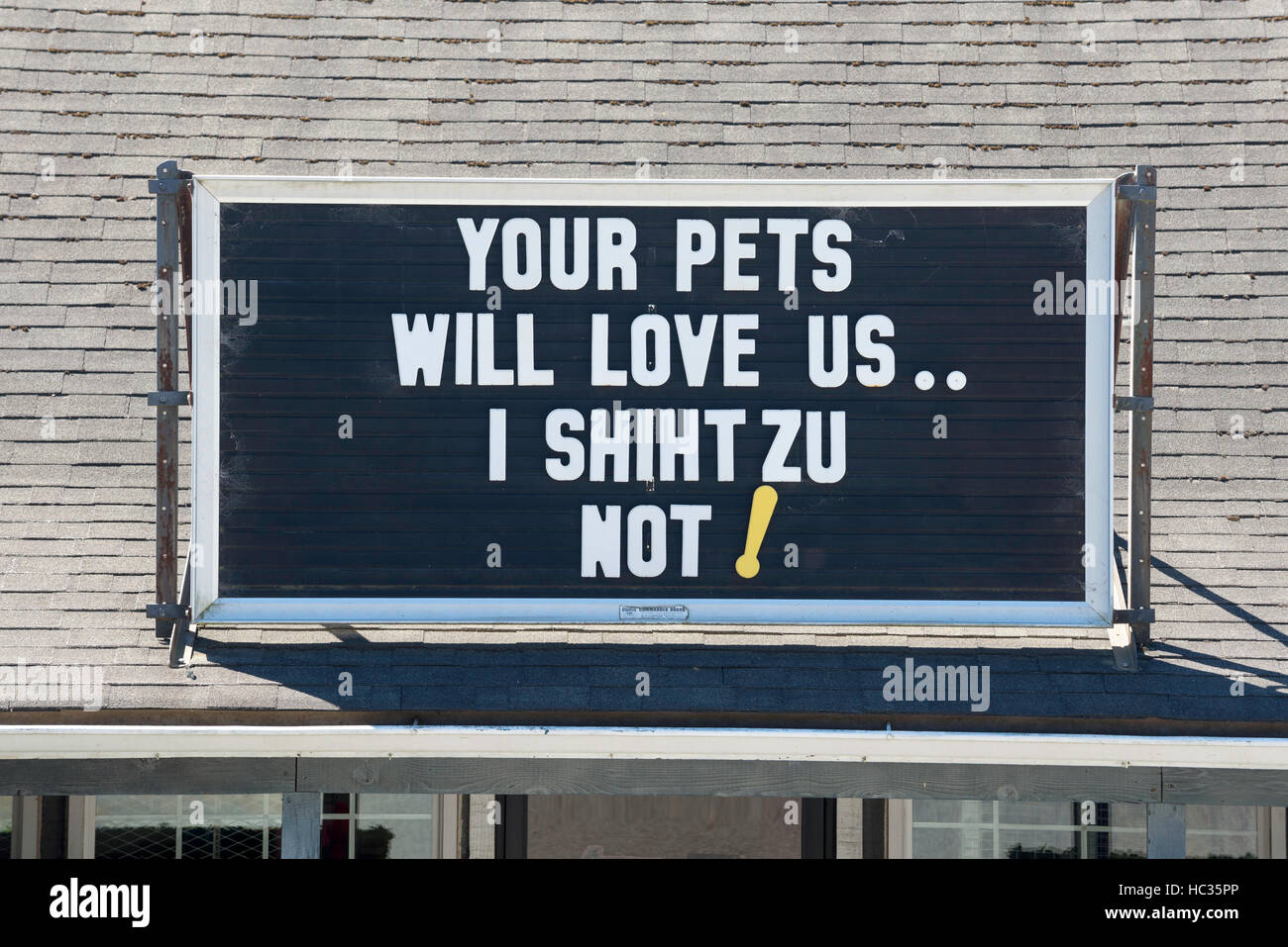 Humorous sign on a veterinary clinic in Curry County, Oregon. Stock Photo