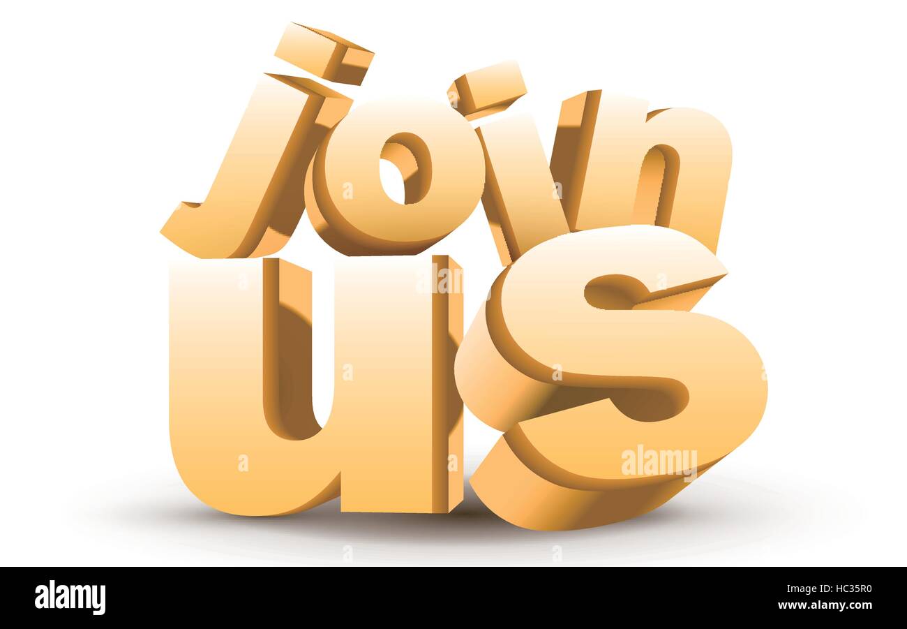 3d word "join us" isolated white background Stock Vector Image & Art