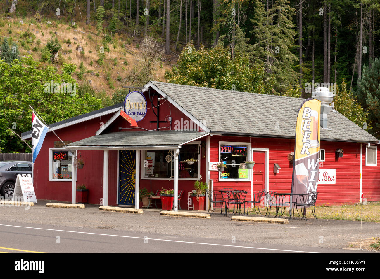 Donna's Low Pass Cafe in Cheshire, Oregon. Stock Photo