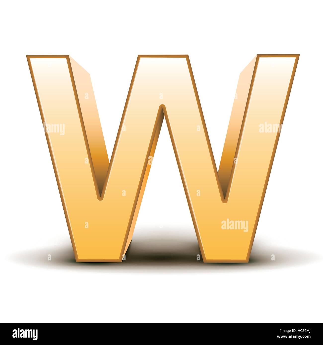 3d golden letter W isolated white background Stock Vector Image & Art ...