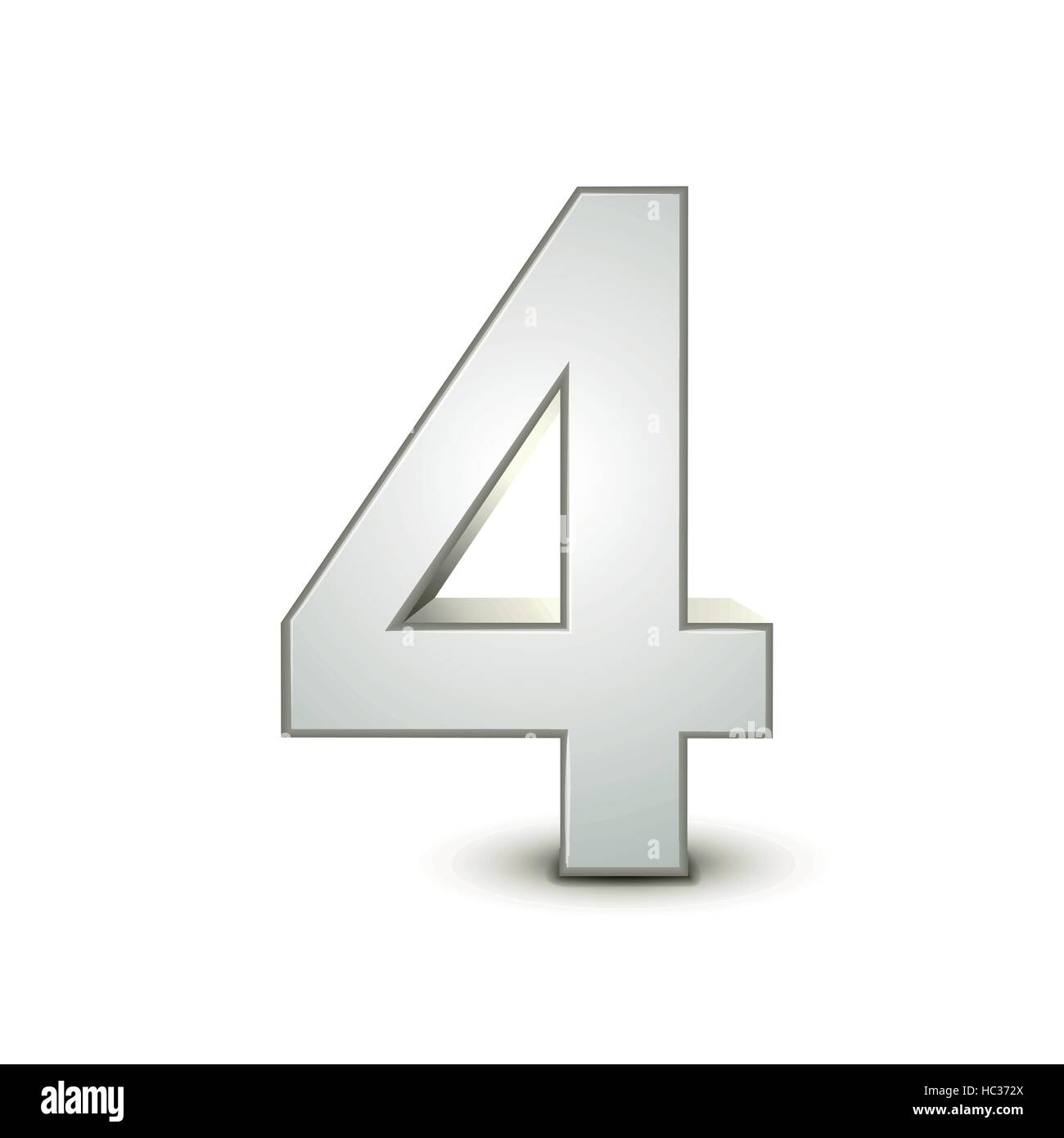 3d shiny silver number 4 on white background Stock Vector Image & Art