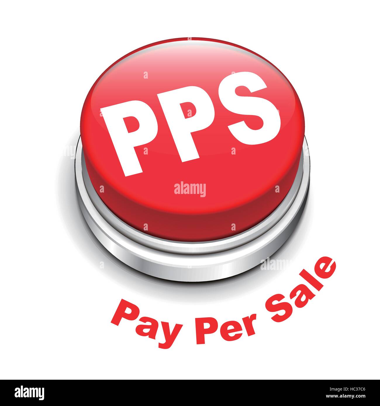 3d illustration of pps pay per sale button isolated white background Stock Vector