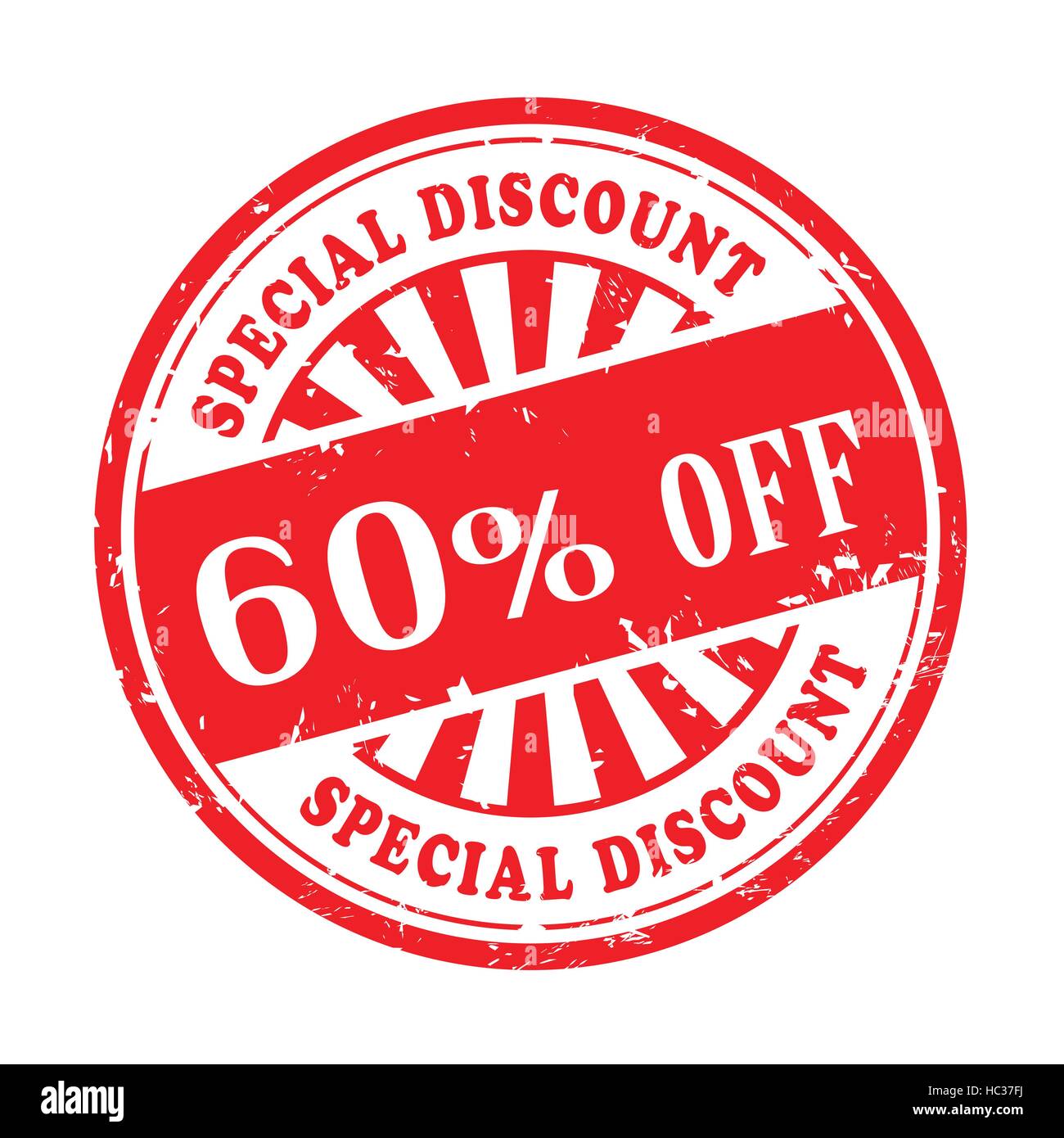 illustration of grunge rubber stamp with the text 60 percent off written inside Stock Vector