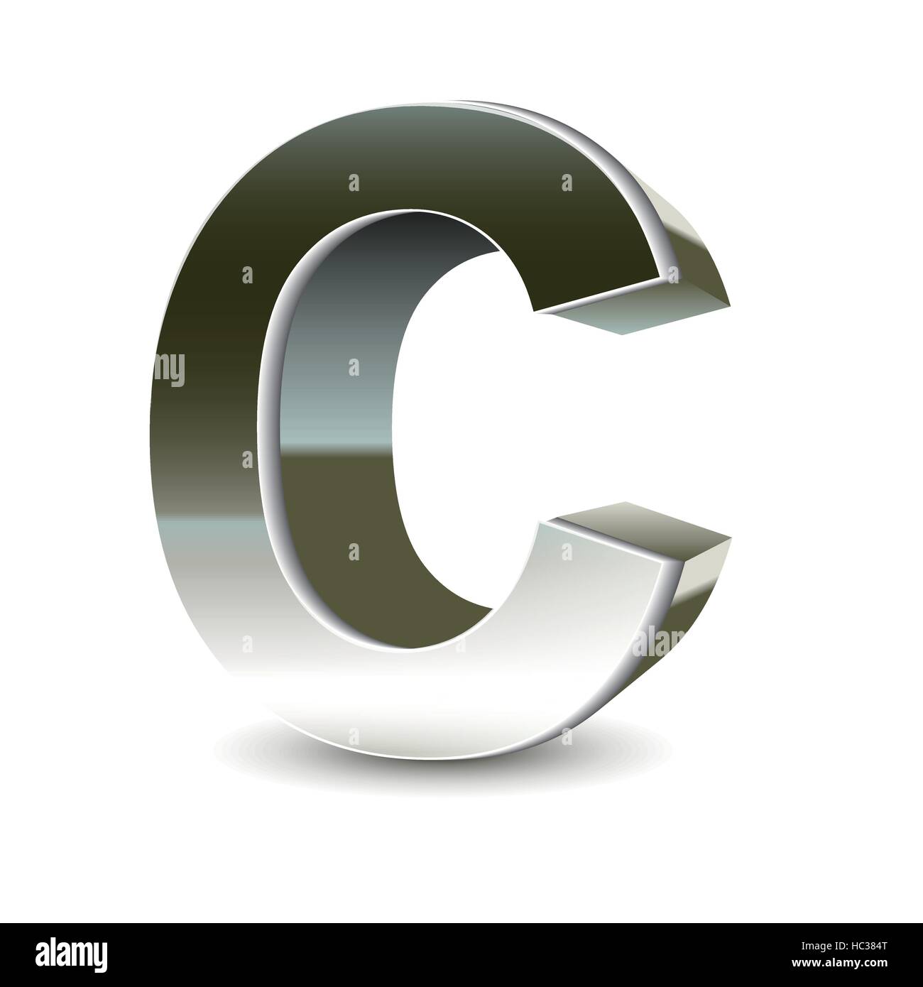 3d silver steel letter C isolated white background Stock Vector Image