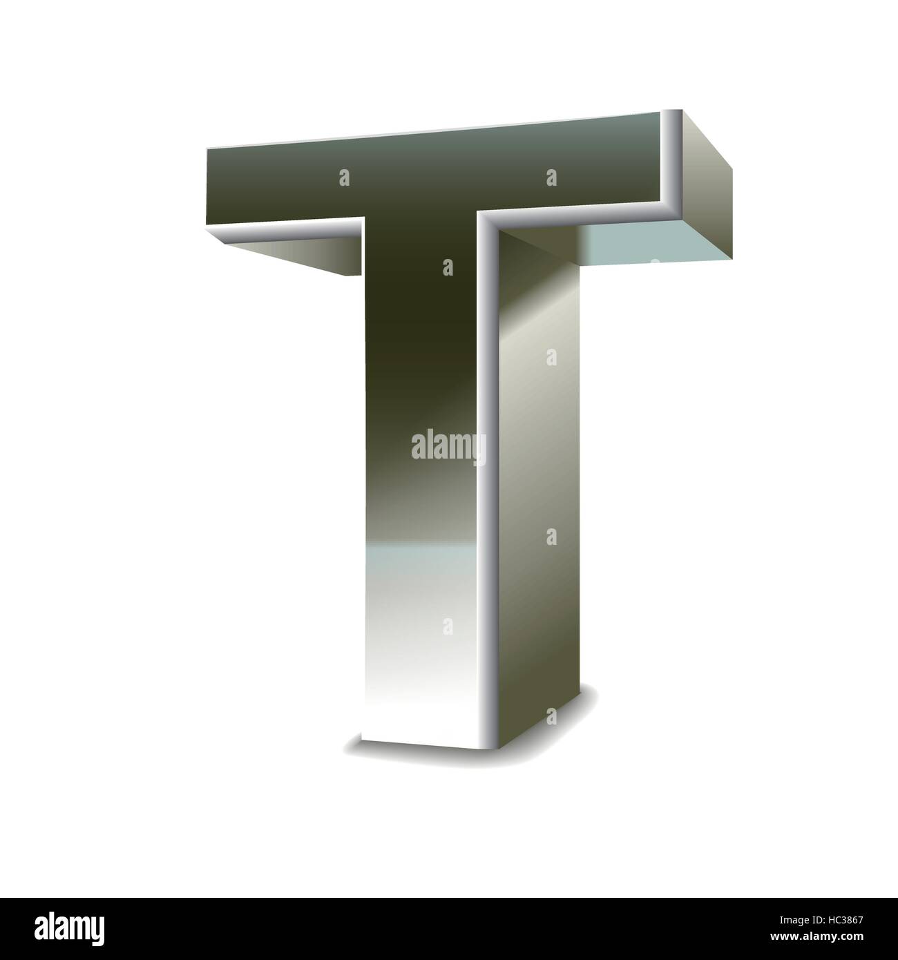 3d silver steel letter T isolated white background Stock Vector Image ...