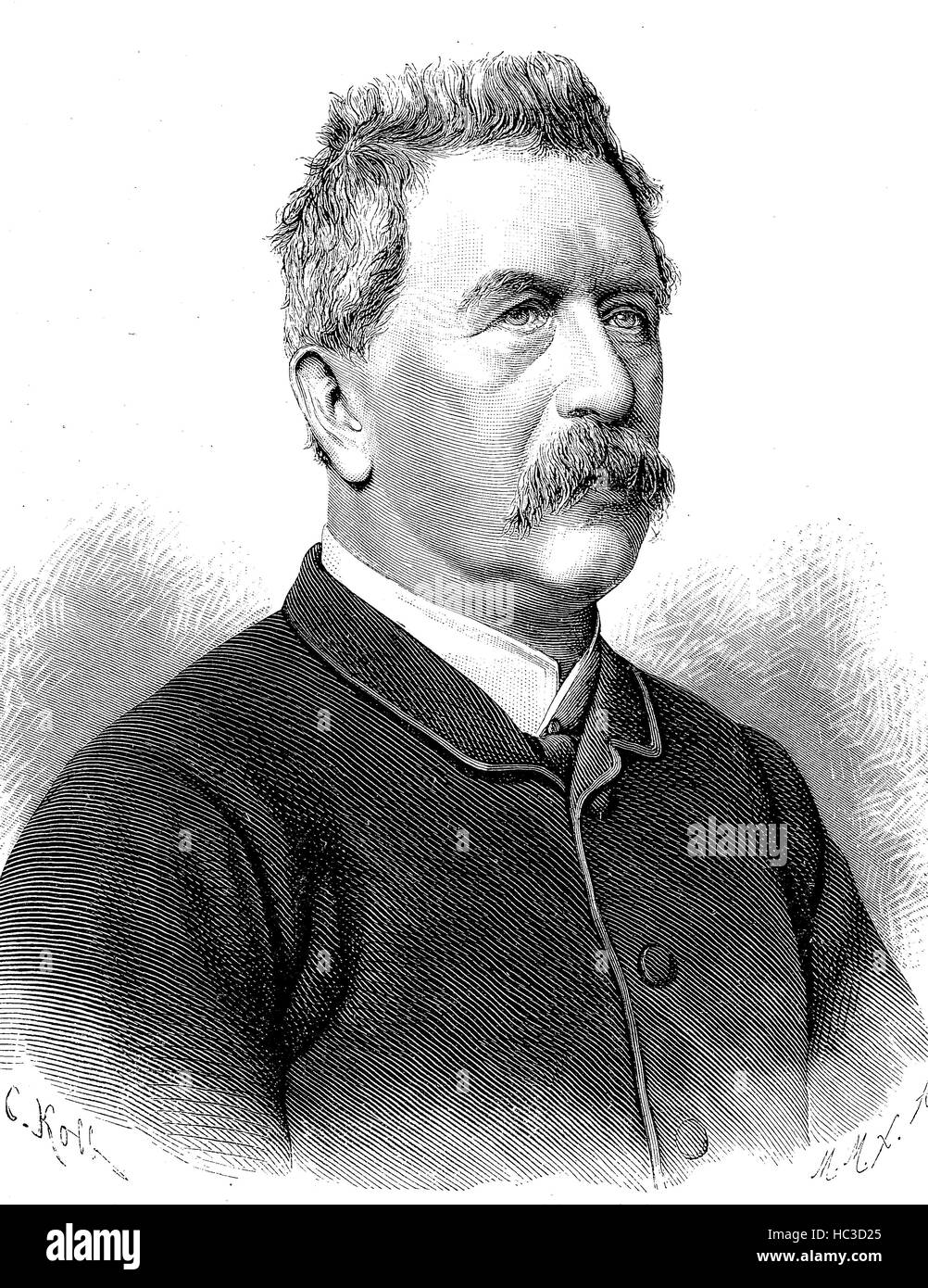 Arnold Boecklin, 1827 - 1901, a Swiss symbolist painter., historical illustration, woodcut, 1890 Stock Photo