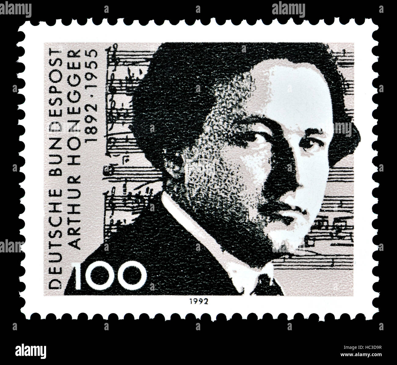 German postage stamp (1992) : Arthur Honegger (1892 – 1955) Swiss composer, born in France and lived mostly in Paris Stock Photo