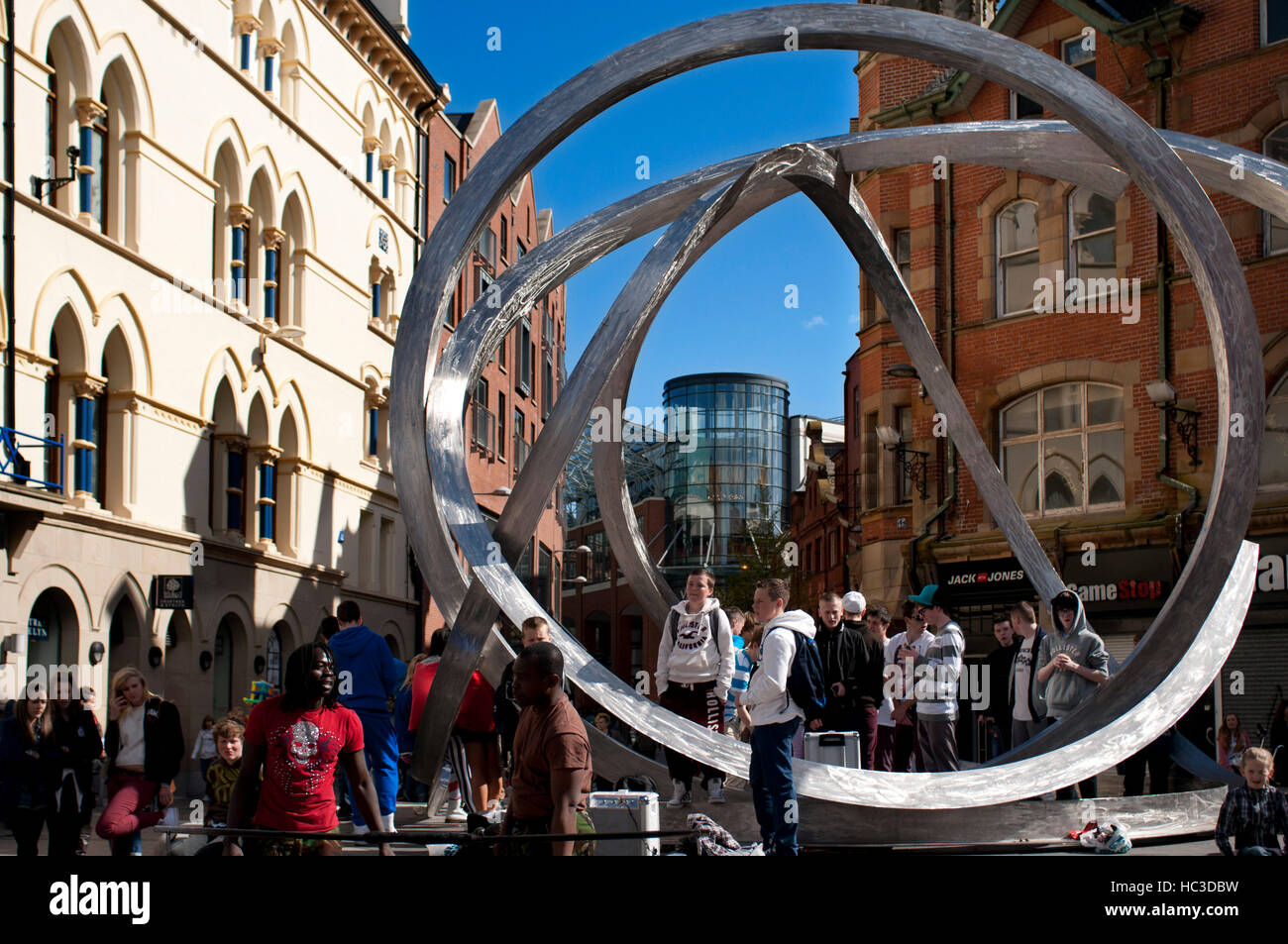 Sightseeing spirit of belfast sculpture by dan hires stock