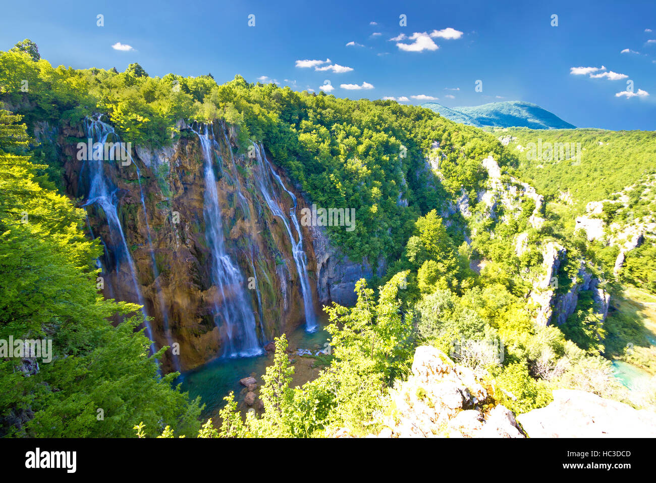 Biggest waterfall in Croatia - Veliki slap in Plitvice lakes national park Stock Photo