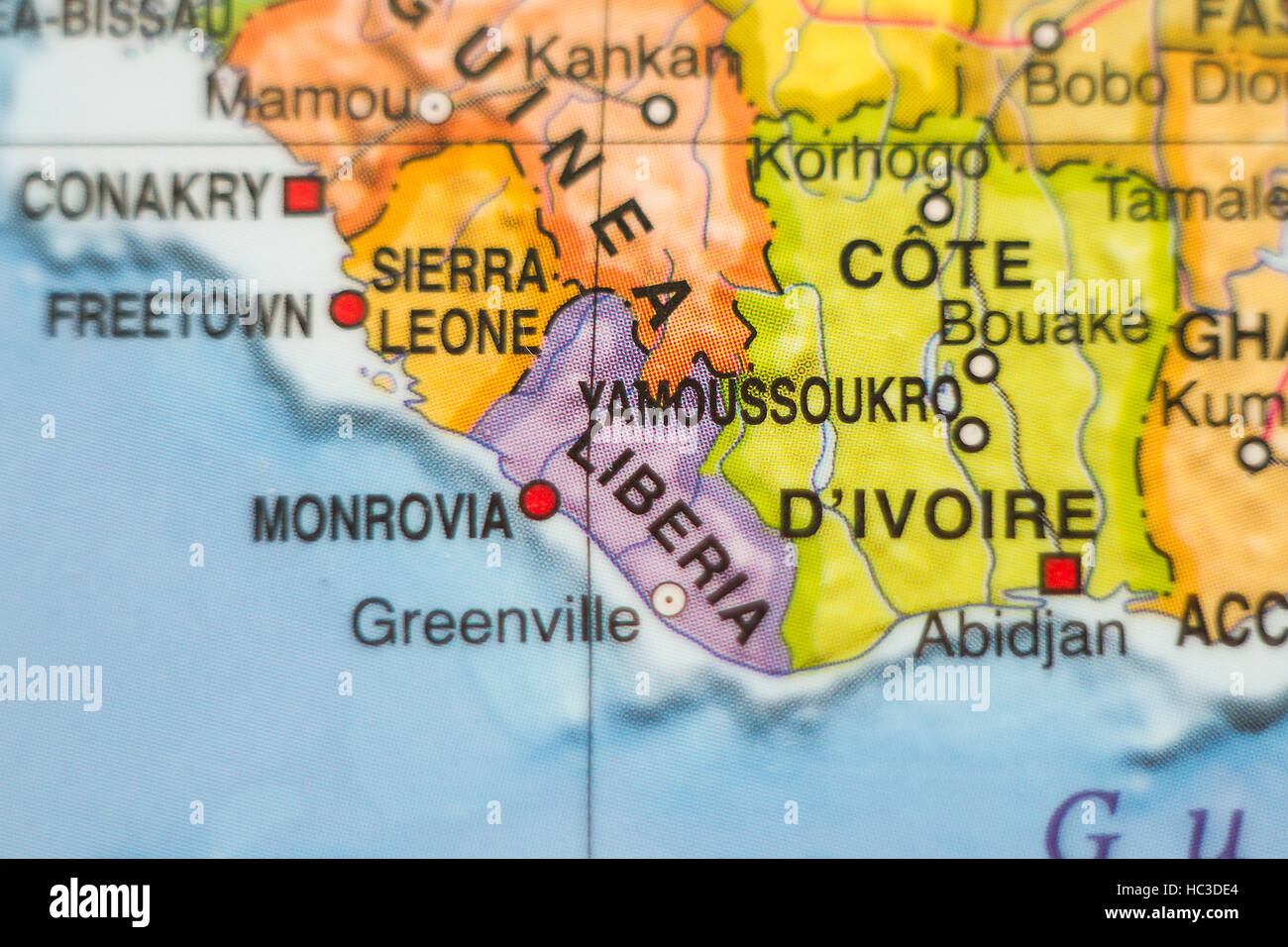 Photo of a map of Republic of Liberia and the capital Monrovia Stock ...