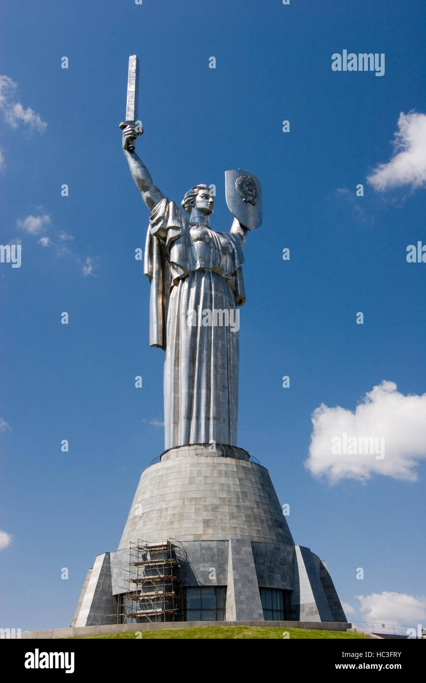 Monumental statue of the Mother Motherland in Kiev, sculpture built by Yevgeny Vuchetich and devoted the Great Patriotic War, opened in 1981 year Stock Photo