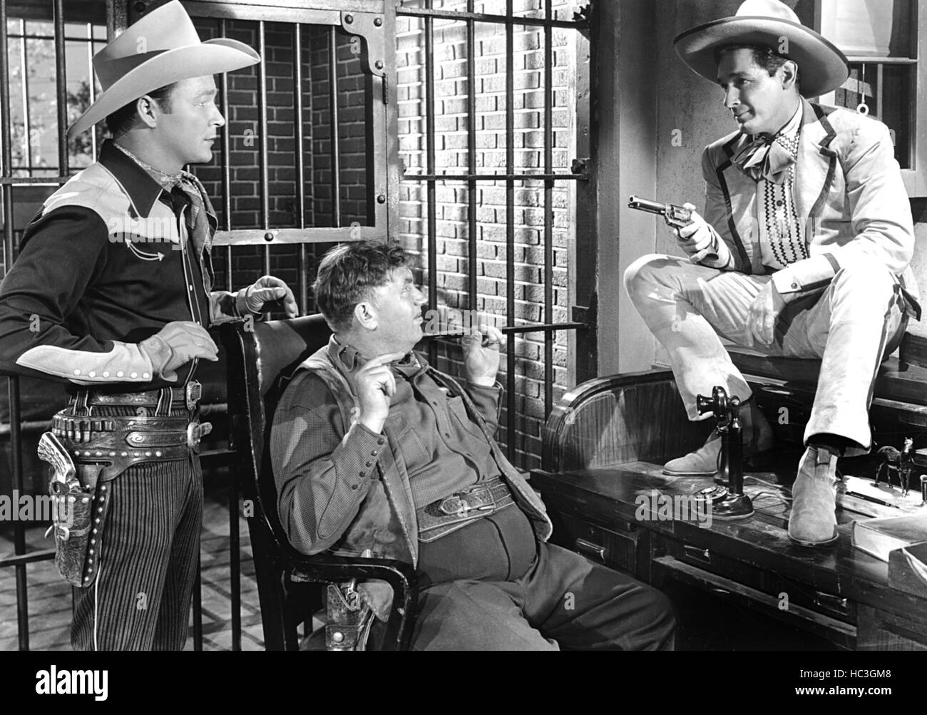Roy Devine ON THE OLD SPANISH TRAIL, from left: Roy Rogers, Andy Devine, Tito ...