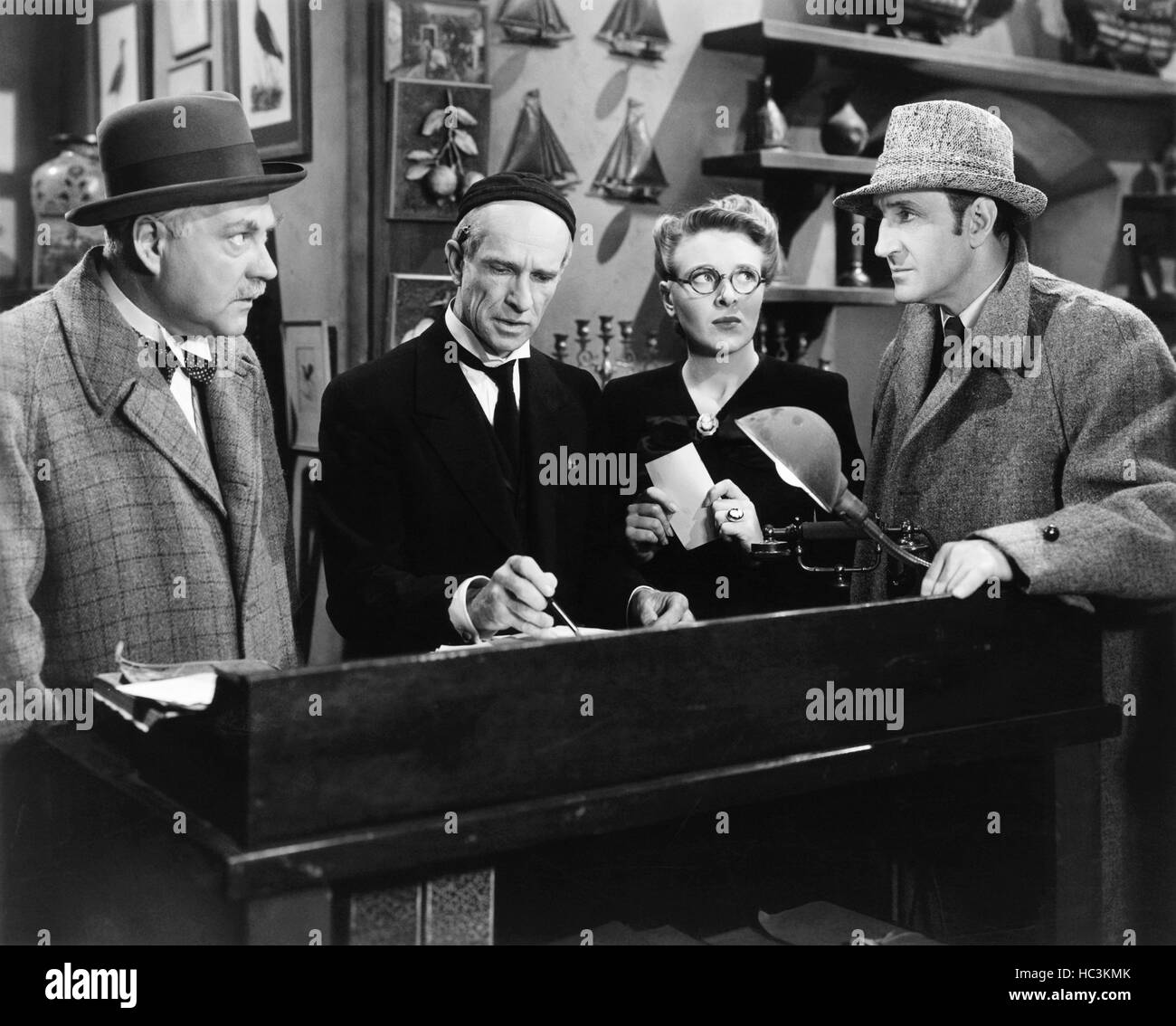 THE PEARL OF DEATH, from left, Nigel Bruce, Ian Wolfe, Evelyn Ankers ...