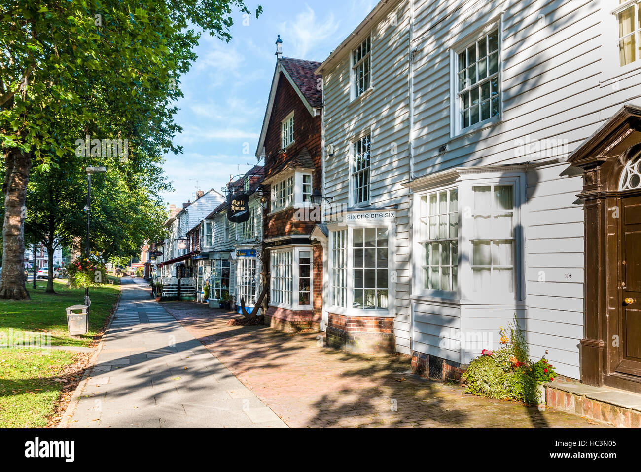 England, Tenterden. Row of buildings, houses and shops, along the High