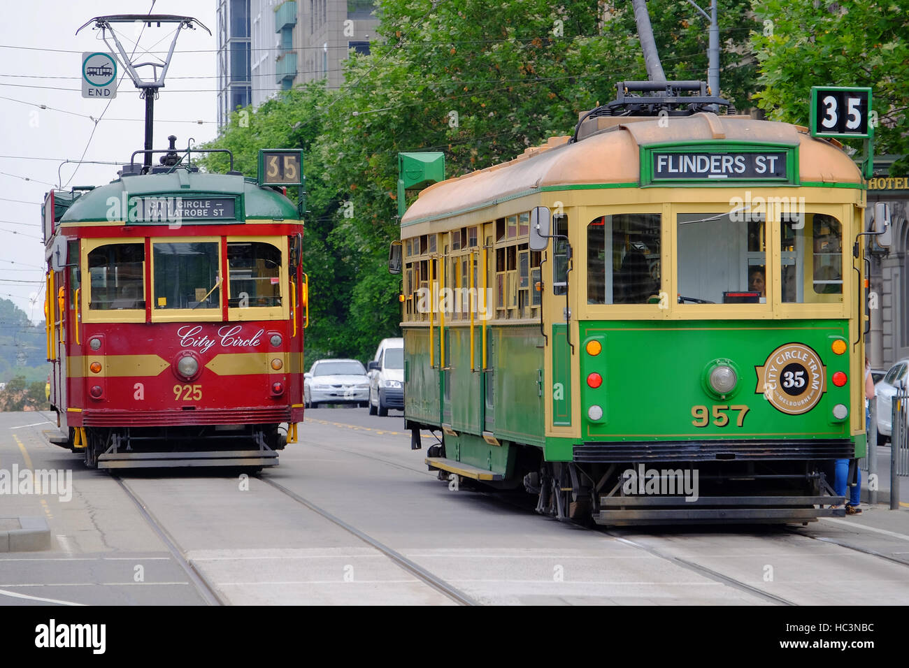Melbourne's historic tram, which runs a circular route round the city centre. Melbourne, Victoria,Australia Stock Photo