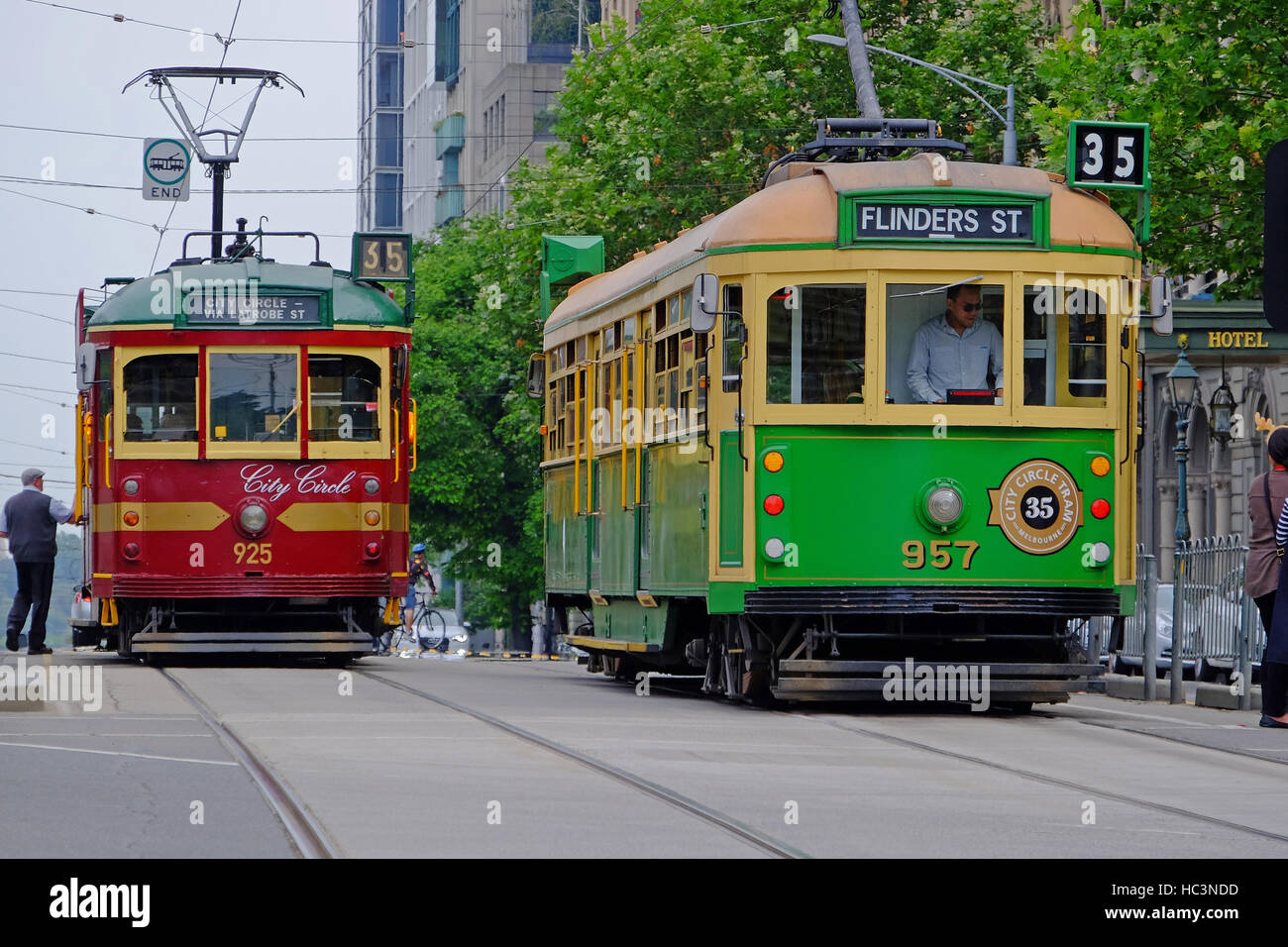 Melbourne's historic tram, which runs a circular route round the city centre. Melbourne, Victoria,Australia Stock Photo