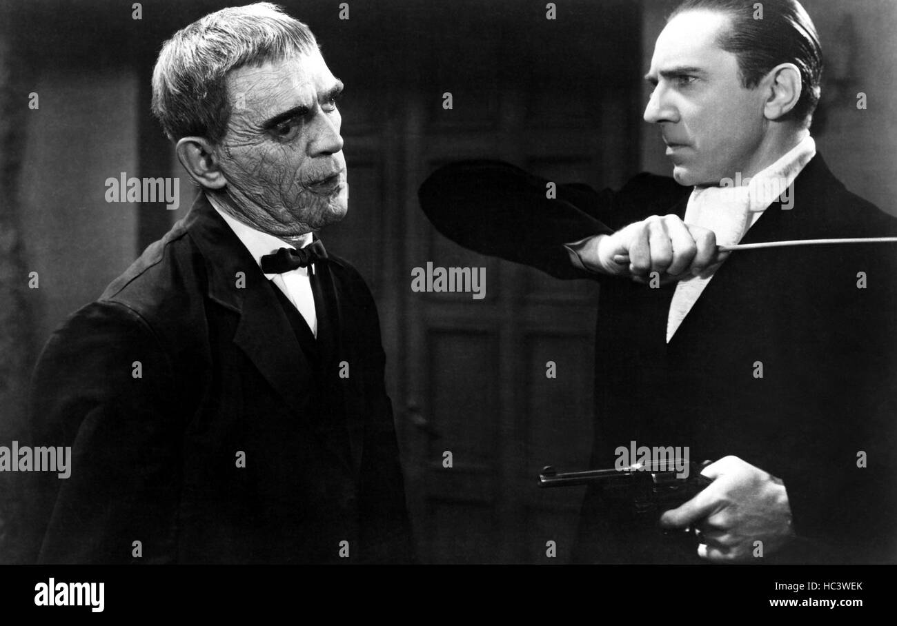 THE RAVEN, Boris Karloff, Bela Lugosi, 1935 Stock Photo - Alamy