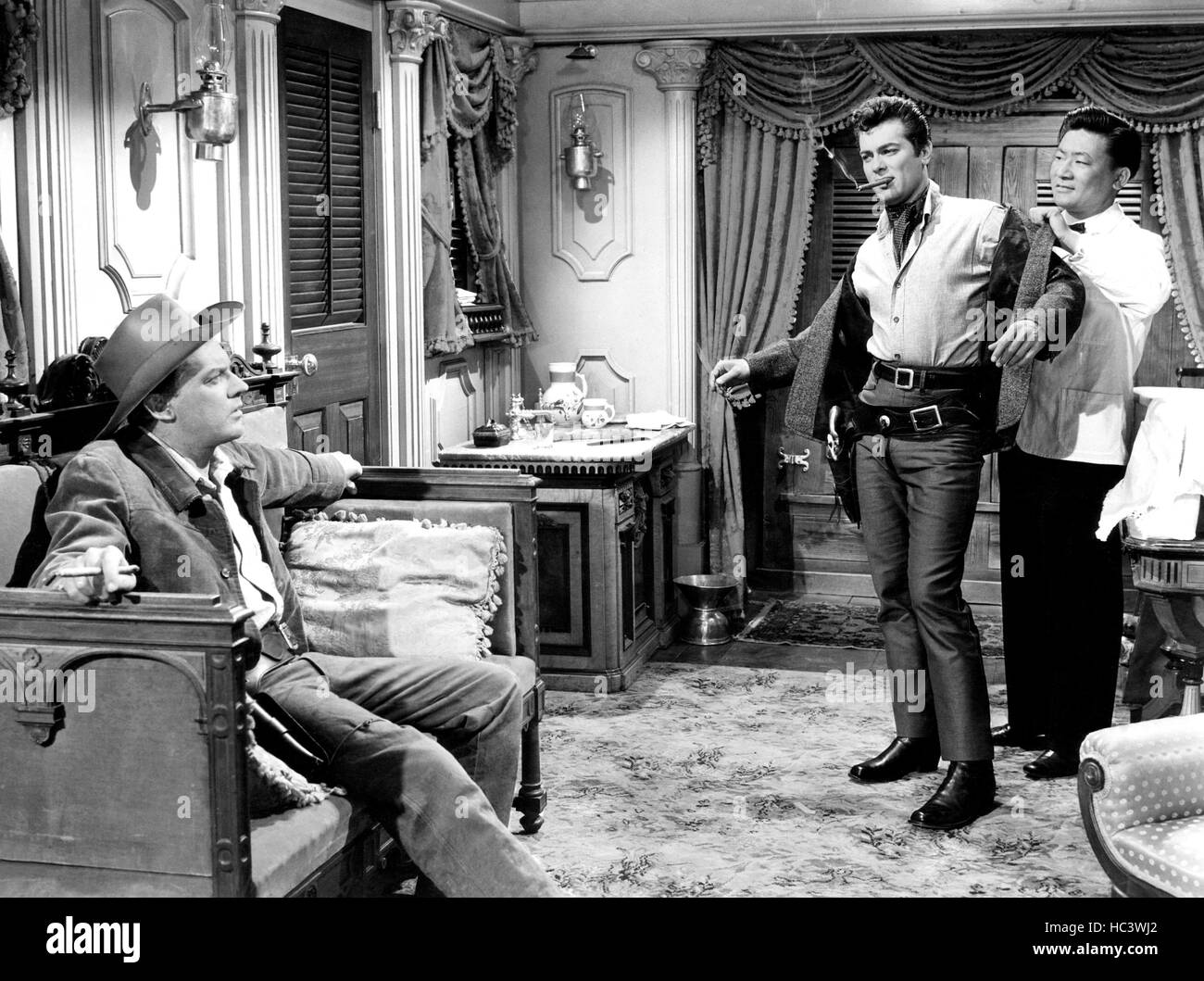 THE RAWHIDE YEARS, Arthur Kennedy, Tony Curtis, Clarence Lung, 1956