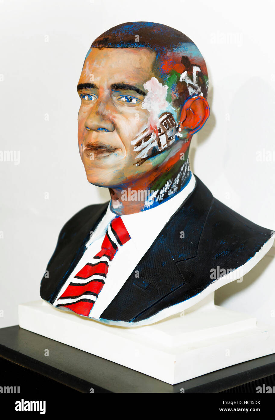 Miami, Florida, USA. 07th Dec, 2016. ''From There to Here'' by Arthur Bacon is displayed at Visions of Our 44th President, a collective sculptural show created to recognize and celebrate the historical significance of the first African American President of the United States, Barack Obama. The show, featuring the work of 44 African American artists, will run at the Historic Lyric Theater until February 28, 2017. Credit:  Brian Cahn/ZUMA Wire/Alamy Live News Stock Photo