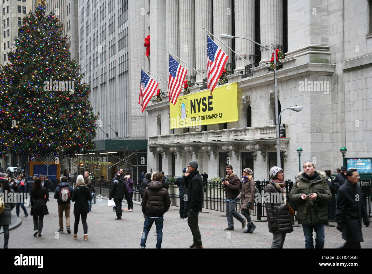 New York Stock Exchange Christmas Tree, New York, NY USA Stock Photo