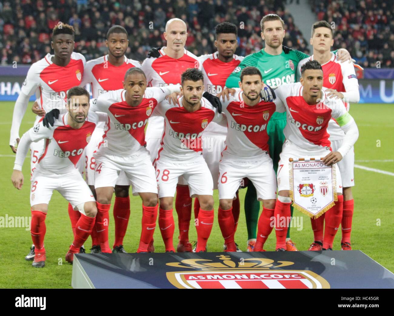 Leverkusen, Germany. 07th Dec, 2016. Team AS Monaco In action at the  Champions League Group E Bayer Leverkusen vs. AS Monaco at Bay Arena  Leverkusen, Germany Credit: Laurent Lairys/Agence Locevaphotos/Alamy Live  News