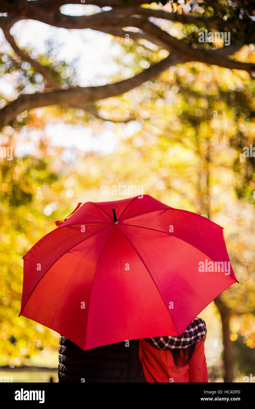 Rear view of couple with umbrella Stock Photo - Alamy