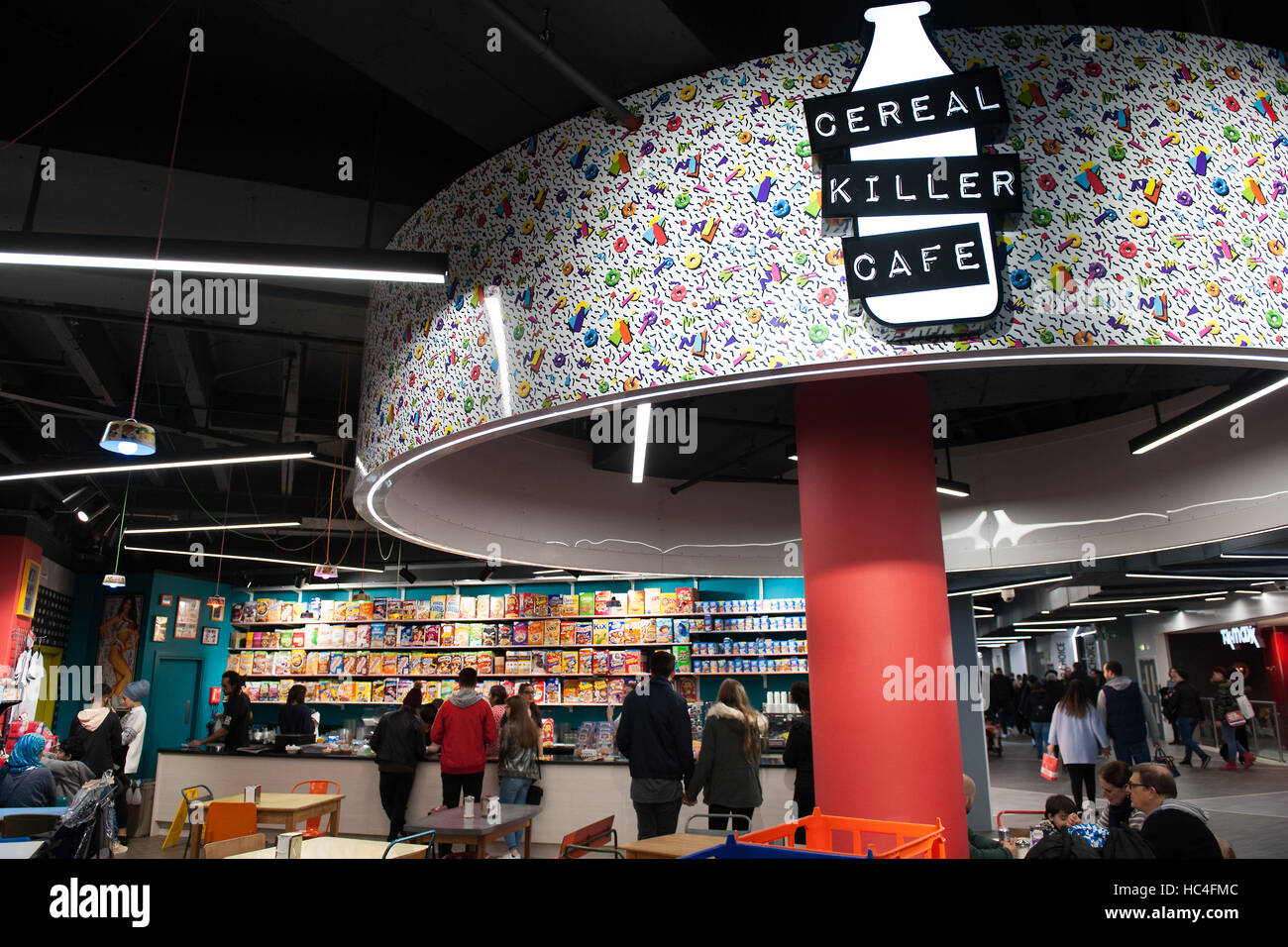 Customers queue for cereal at the Cereal Killer Cafe in Birmingham