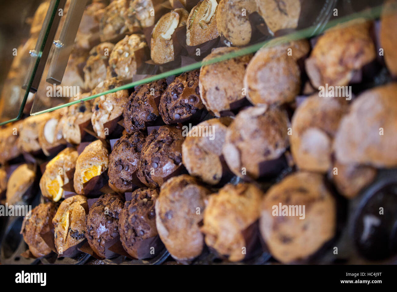 Close-up of cookies in display Stock Photo