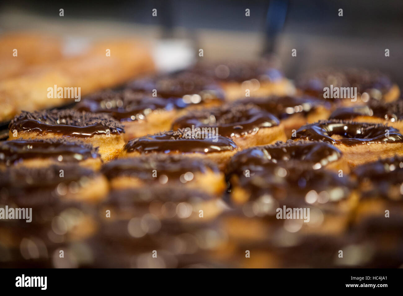 Close-up of doughnut in display Stock Photo