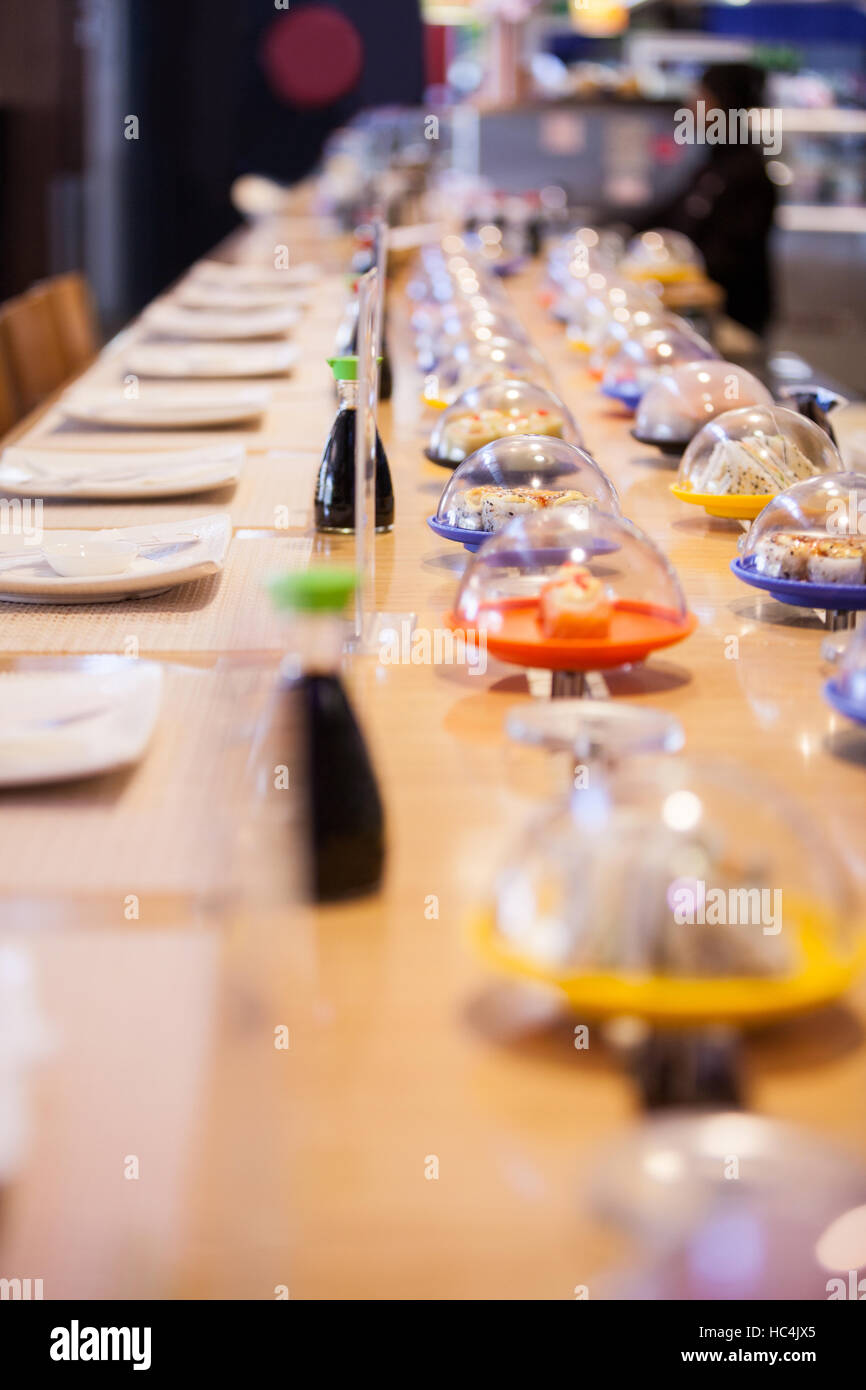 Various sushi arranged on table Stock Photo