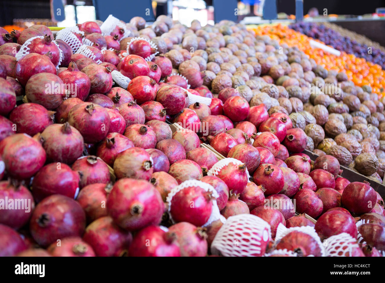 Variety on fruits in organic section Stock Photo