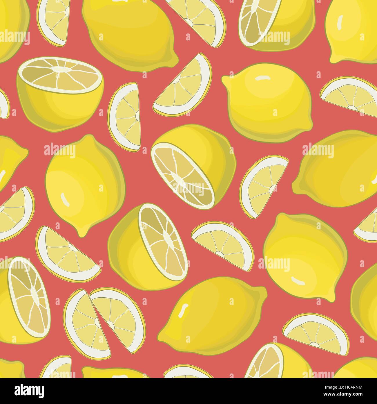 Seamless lemon pattern on white background. vector Stock Vector Image ...