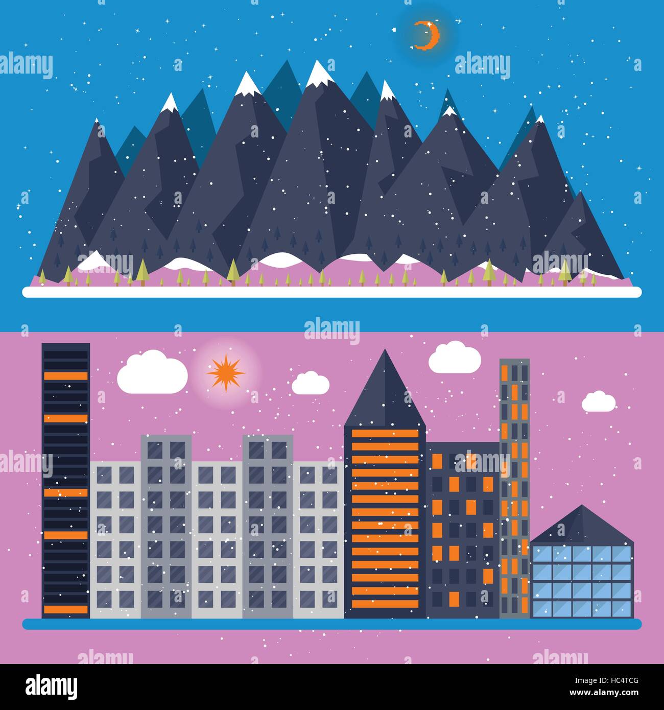 Vector illustration of a flat design with city Stock Vector Image & Art ...