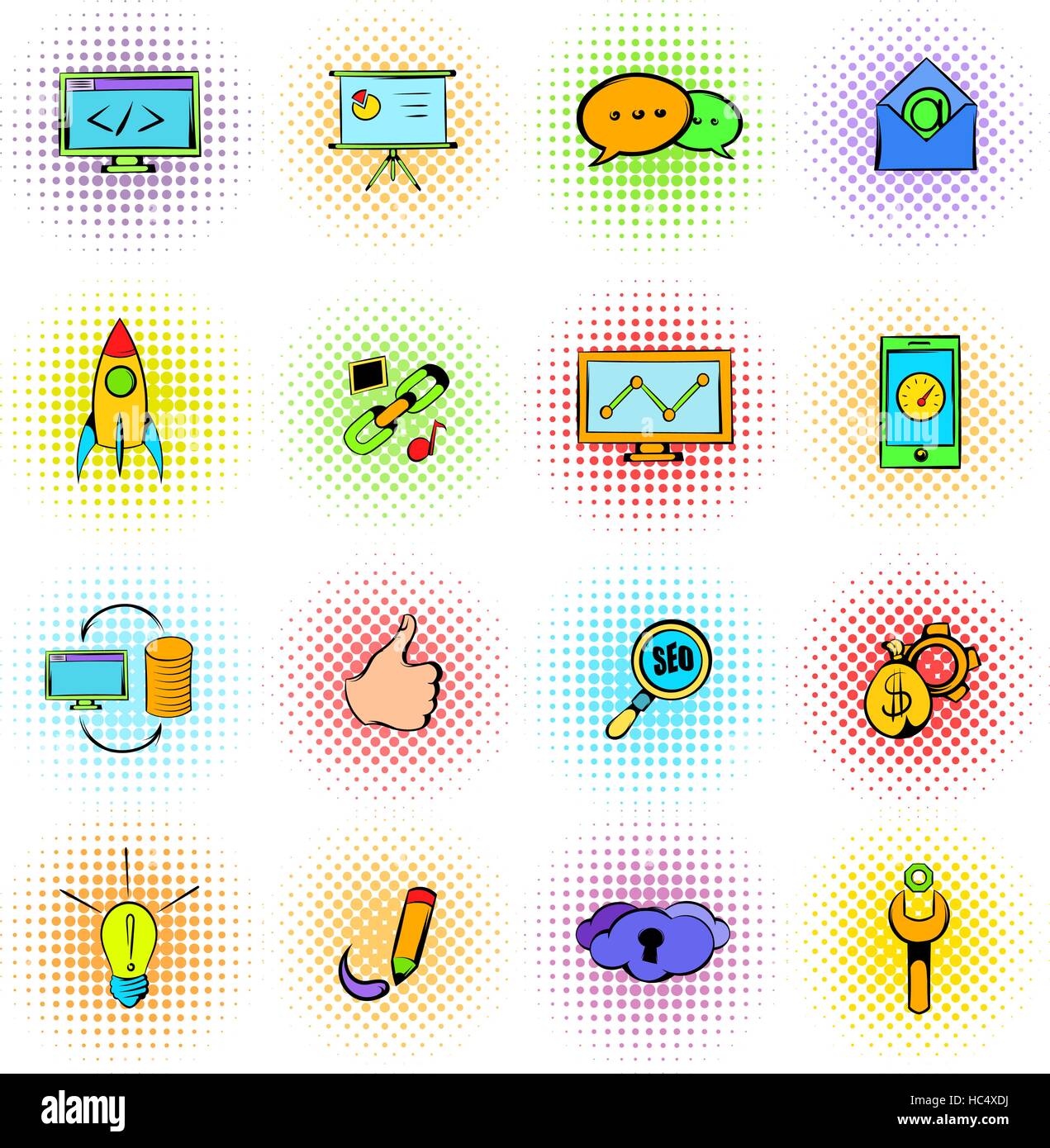 Seo icons comics Stock Vector Image & Art - Alamy