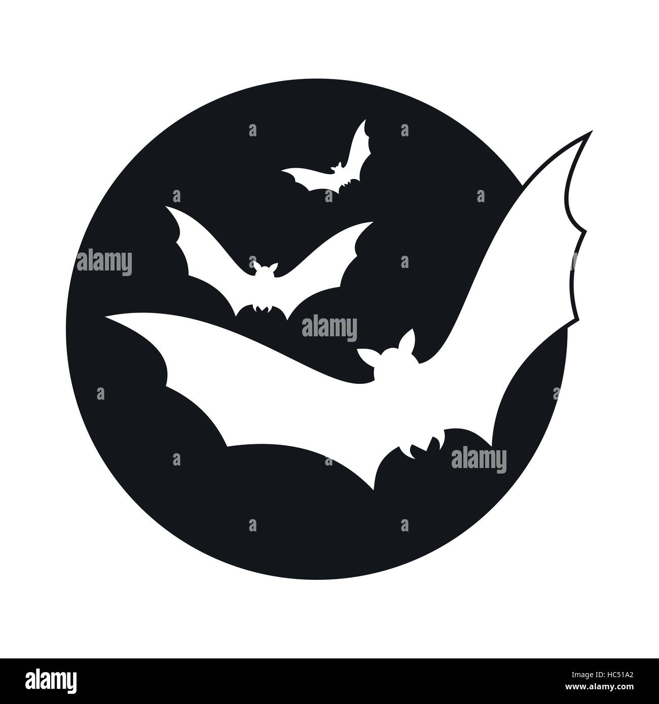 Bats fly to the moon icon Stock Vector Image & Art - Alamy
