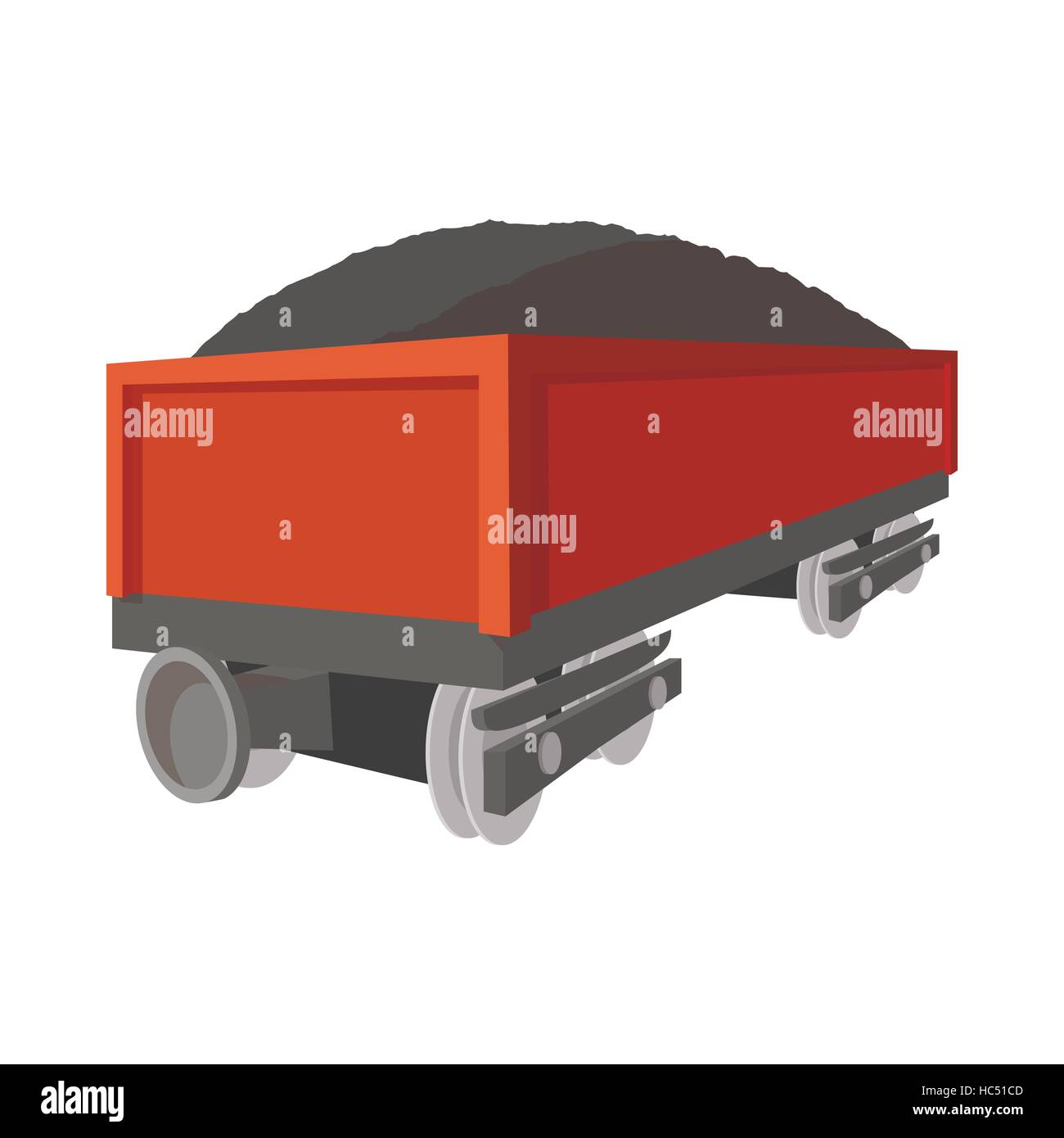 Wagon with coal cartoon icon Stock Vector