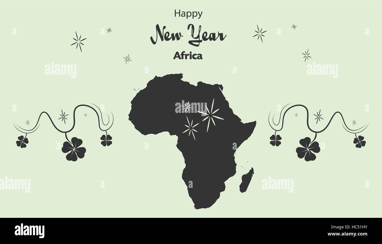 Happy New Year illustration theme with map of Africa Stock Vector Image