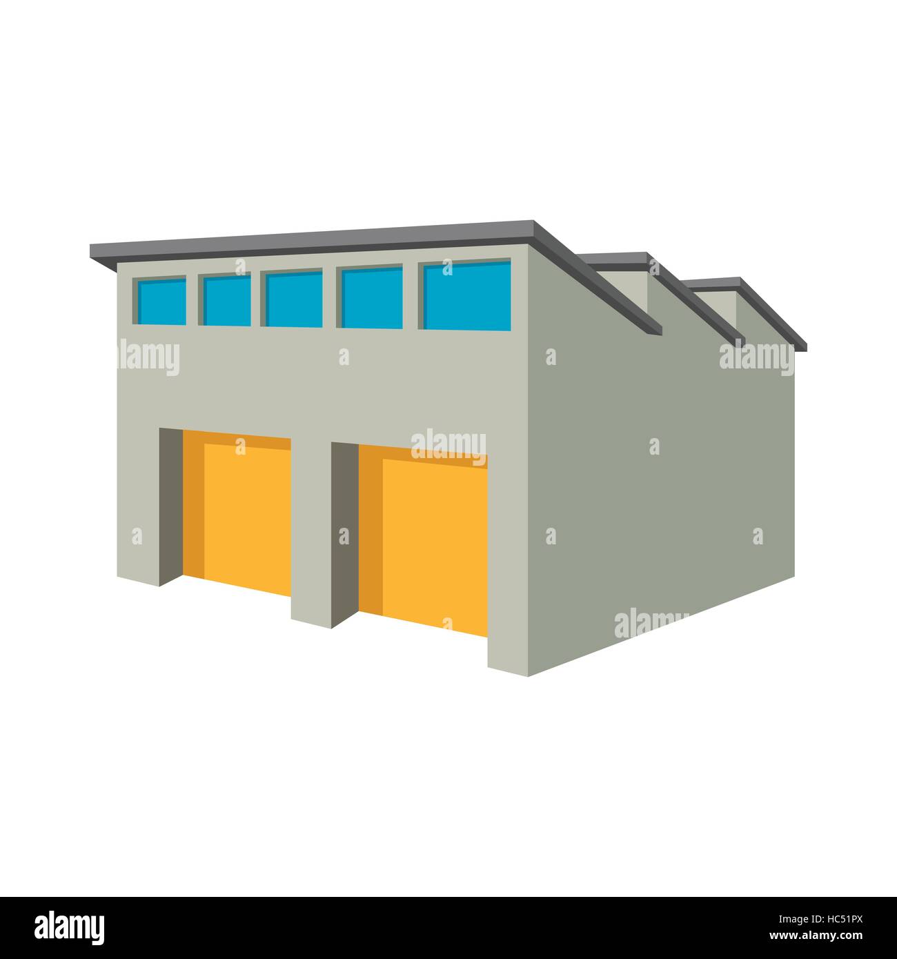 Commercial warehouse with yellow roller doors Stock Vector Image & Art ...