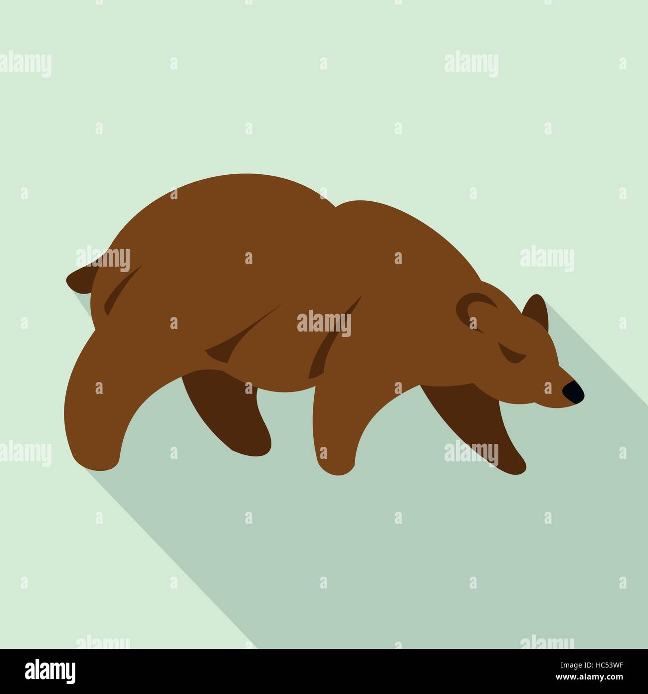 Brown bear icon, flat style Stock Vector
