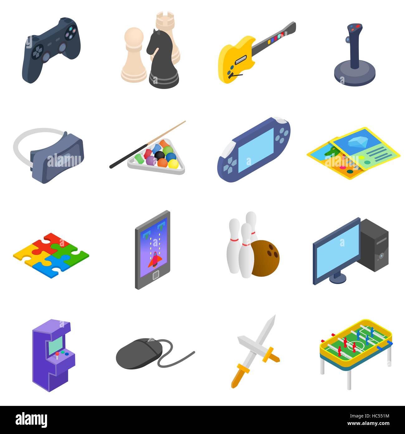 Games icons set Stock Vector