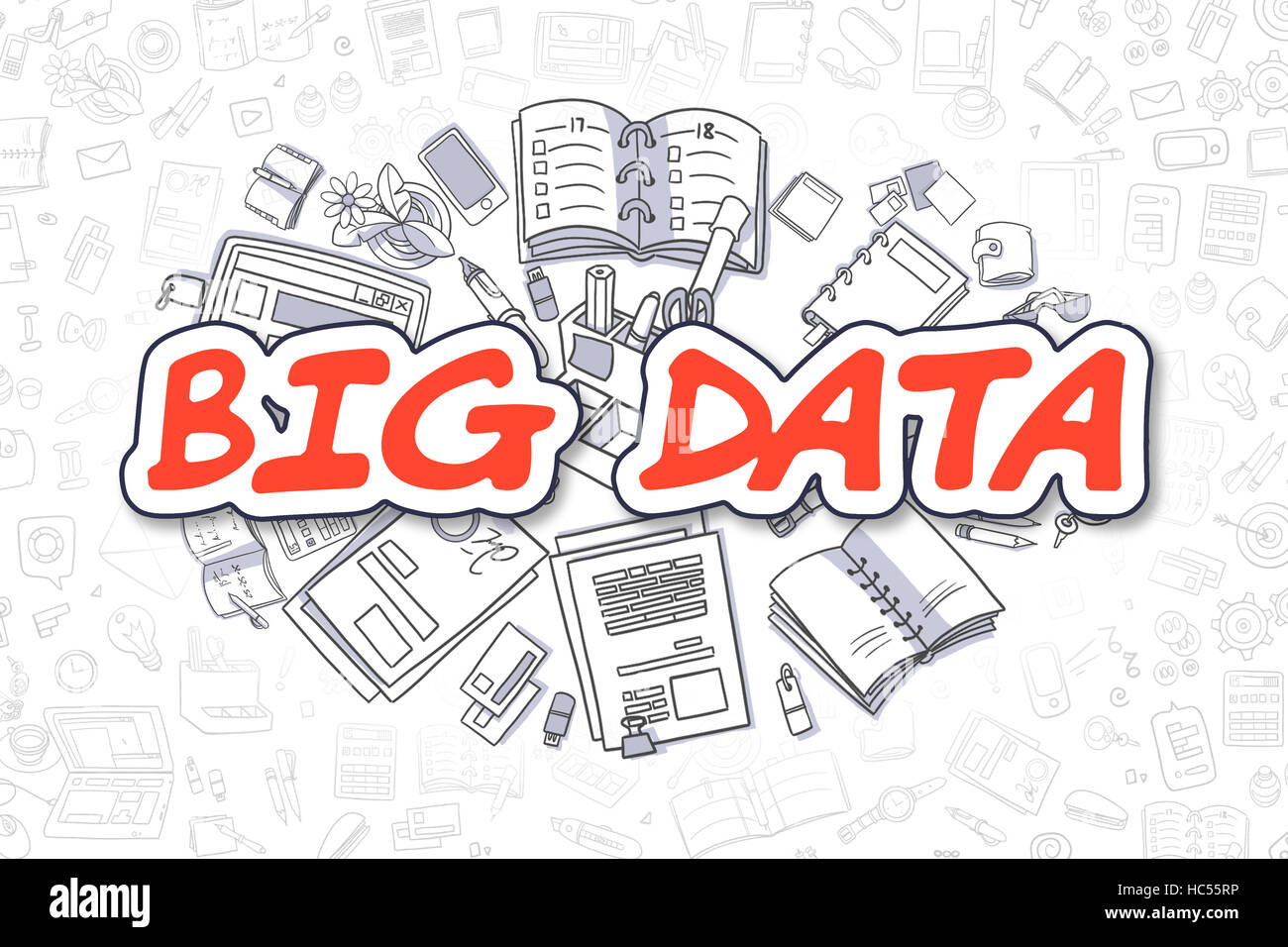 Big Data - Cartoon Red Text. Business Concept. Stock Photo