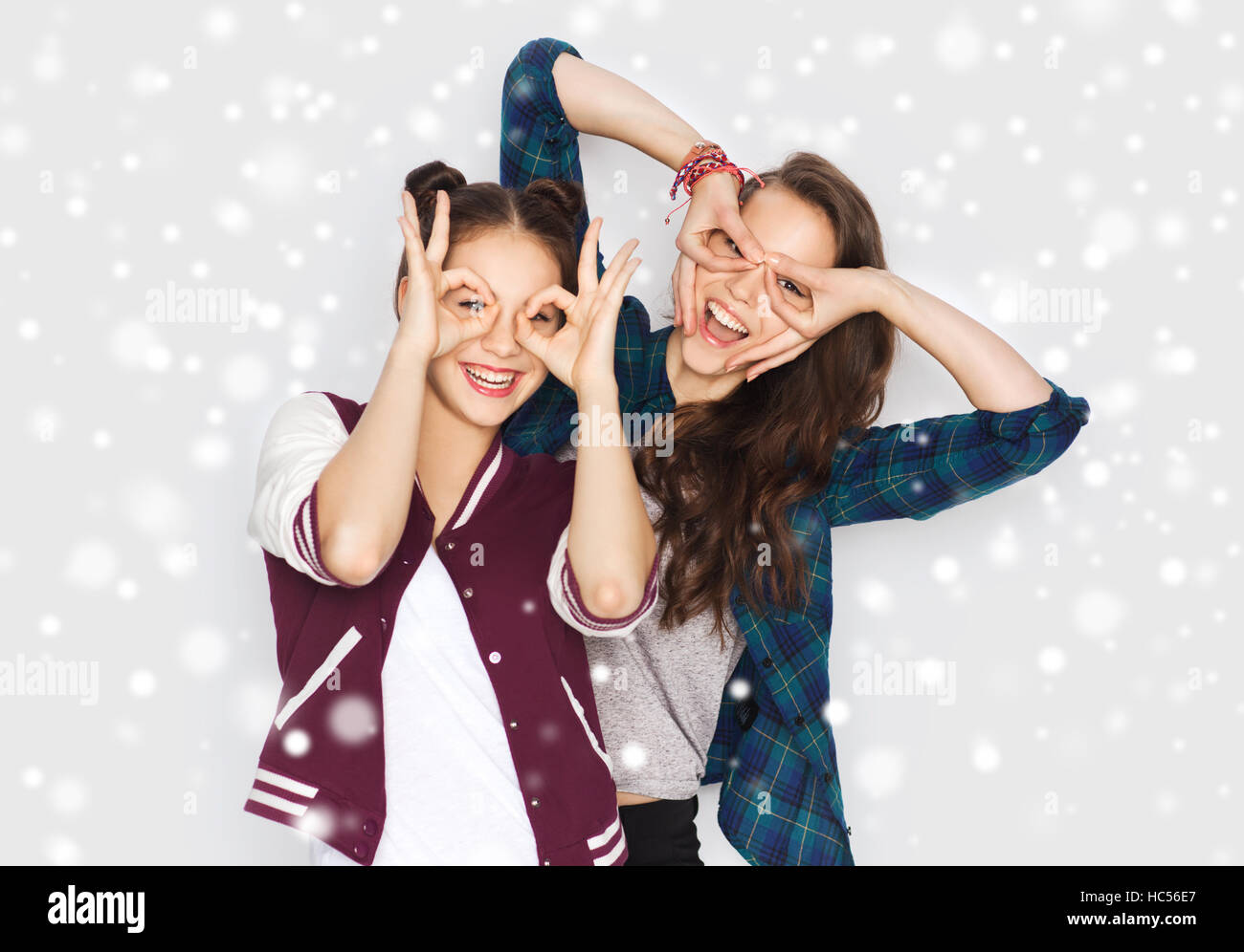 happy smiling pretty teenage girls having fun Stock Photo - Alamy