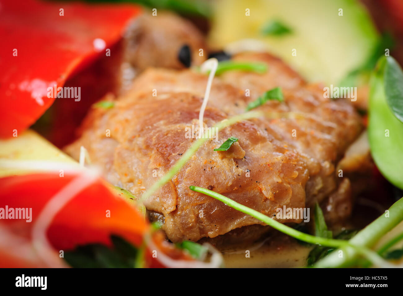 Meat stew with vegetables, close up Stock Photo