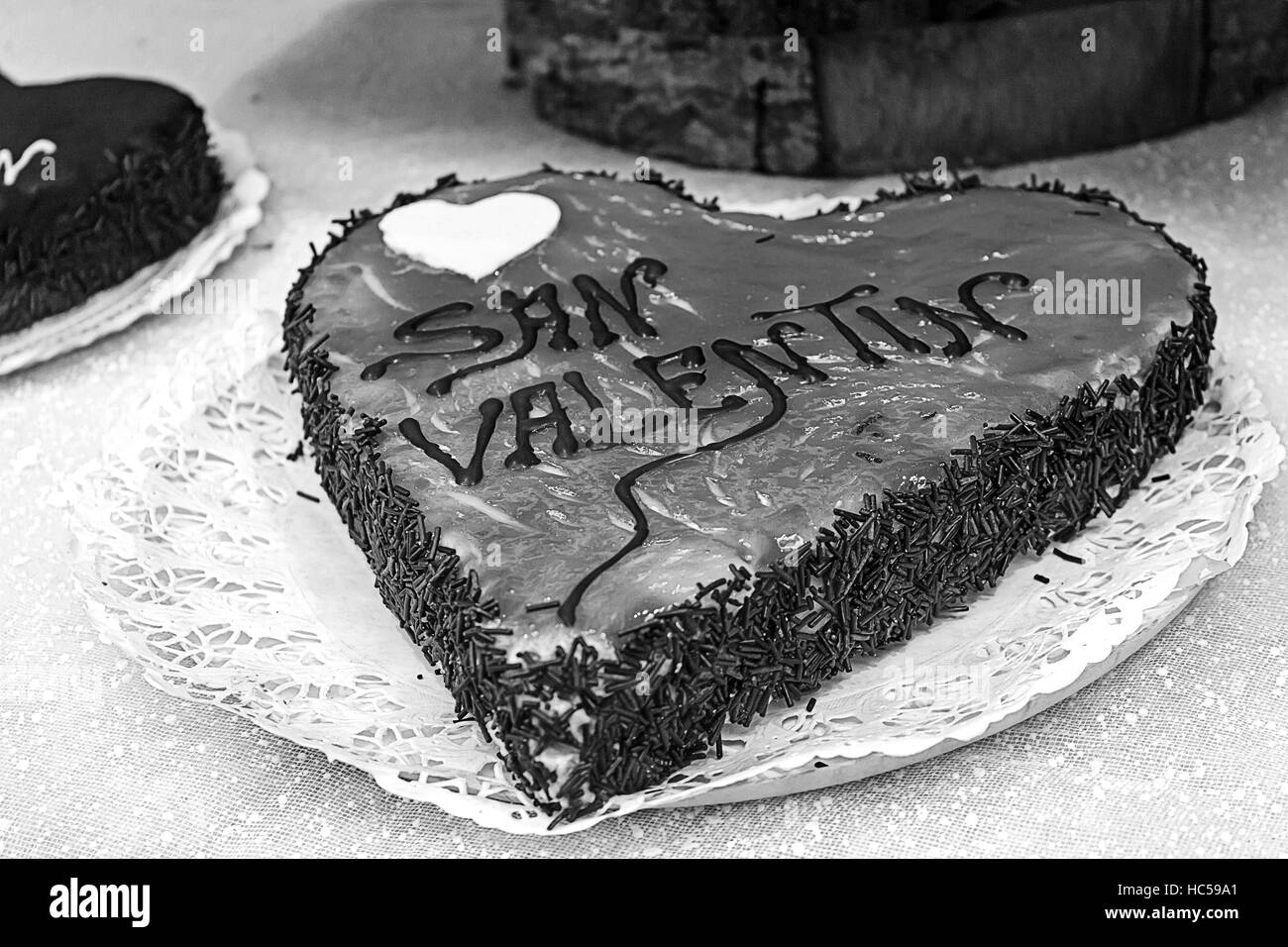 Valentines cake in in heart pastry, food Stock Photo
