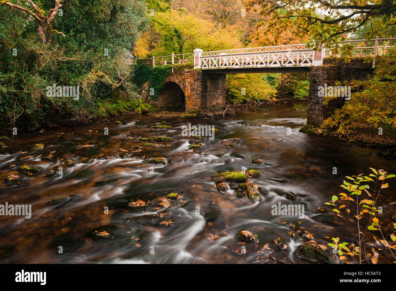 Marsh Bridge over the River Barle in near Dulverton in the Exmoor National Park. Somerset. Stock Photo