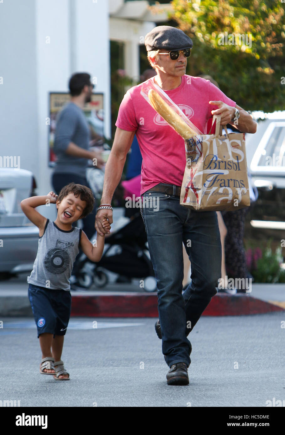 Olivier Martinez takes his son Maceo grocery shopping at Bristol Farms  Featuring: Olivier Martinez, Maceo Robert Martinez Where: Los Angeles, California, United States When: 03 Aug 2016 Stock Photo
