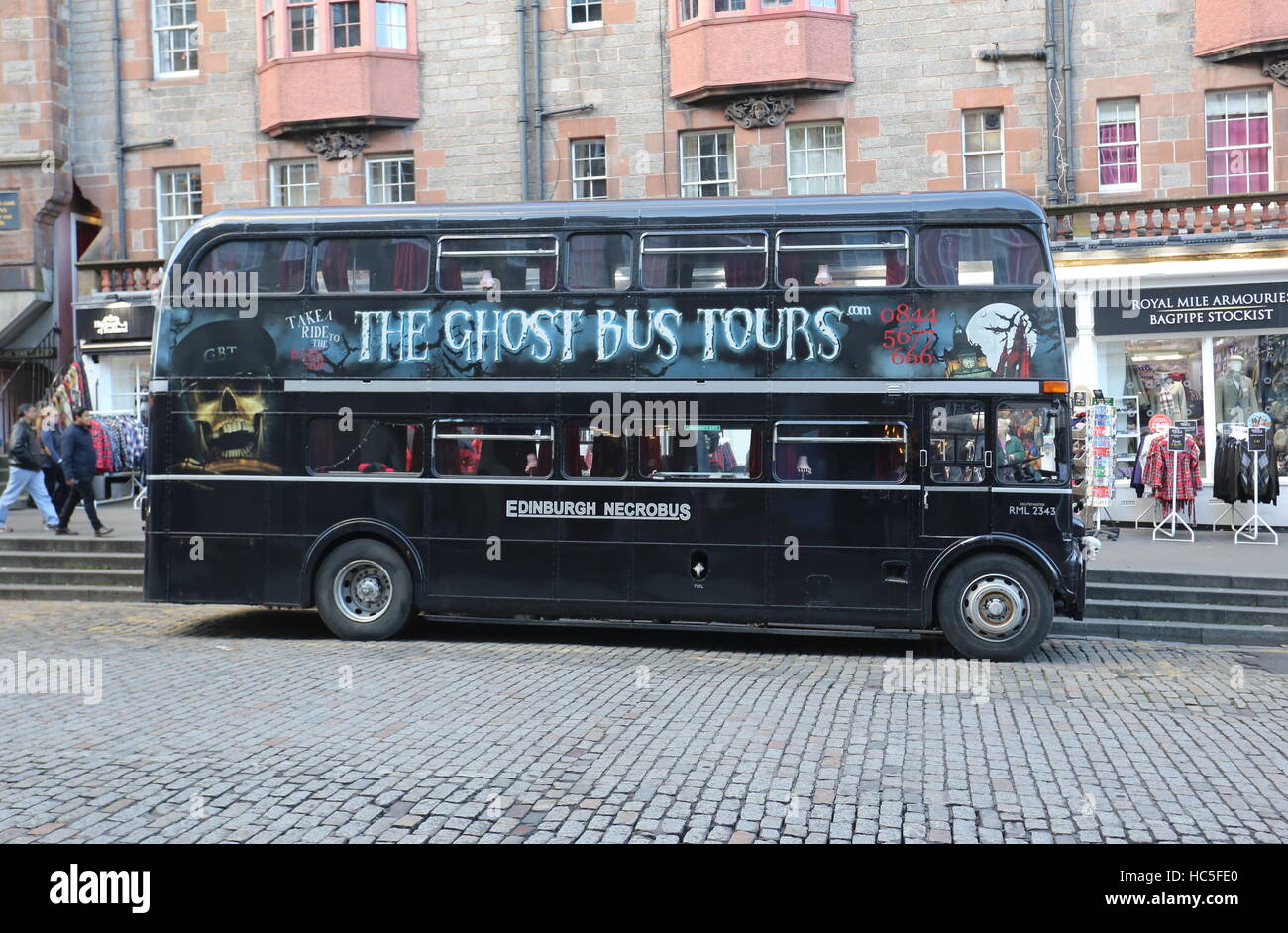 The Ghost Bus Tours Royal Mile Edinburgh Scotland  December 2016 Stock Photo