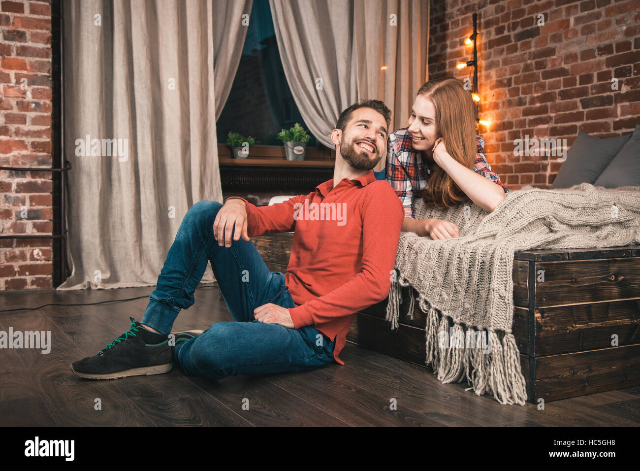 Young couple at home Stock Photo