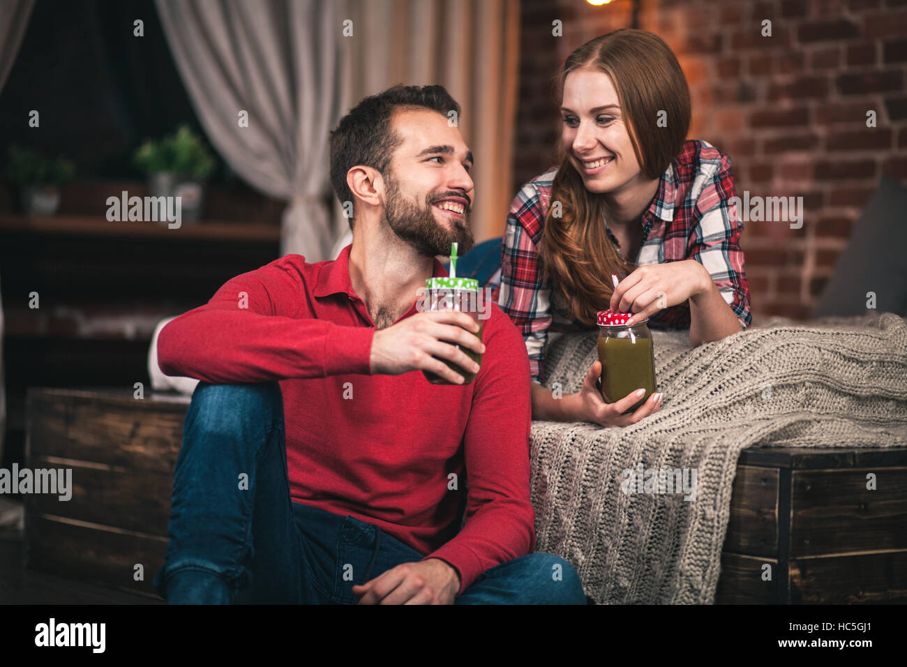 Young couple at home Stock Photo