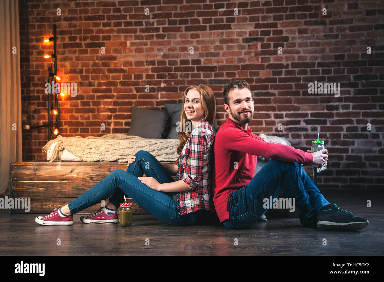 Young couple at home Stock Photo